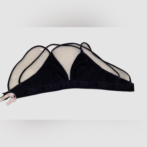 VS PINK BLACK VELVET UNLINED BRALETTE SIZE S - Picture 5 of 5